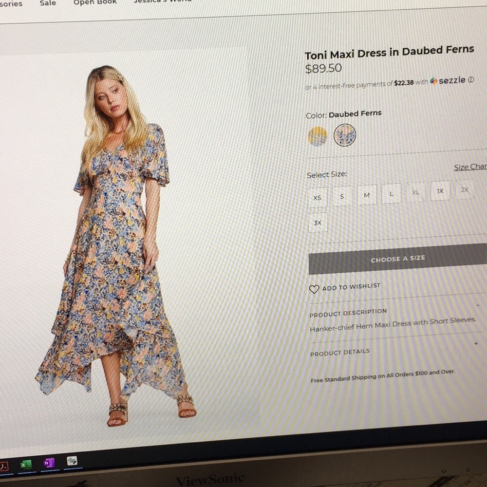 Jessica Simpson Toni Maxi Dress in Daubed Ferns